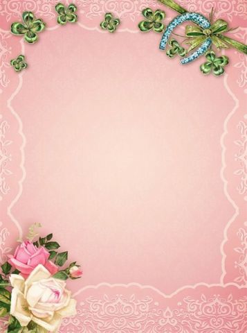 Pembe zeminde at nalı ve çiçekler