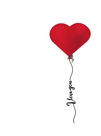 Beyaz zeminde kırmızı uçan balon kalp