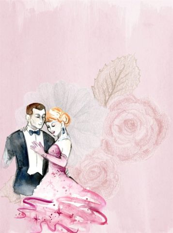 Pembe Zeminde Gelin ve Damat